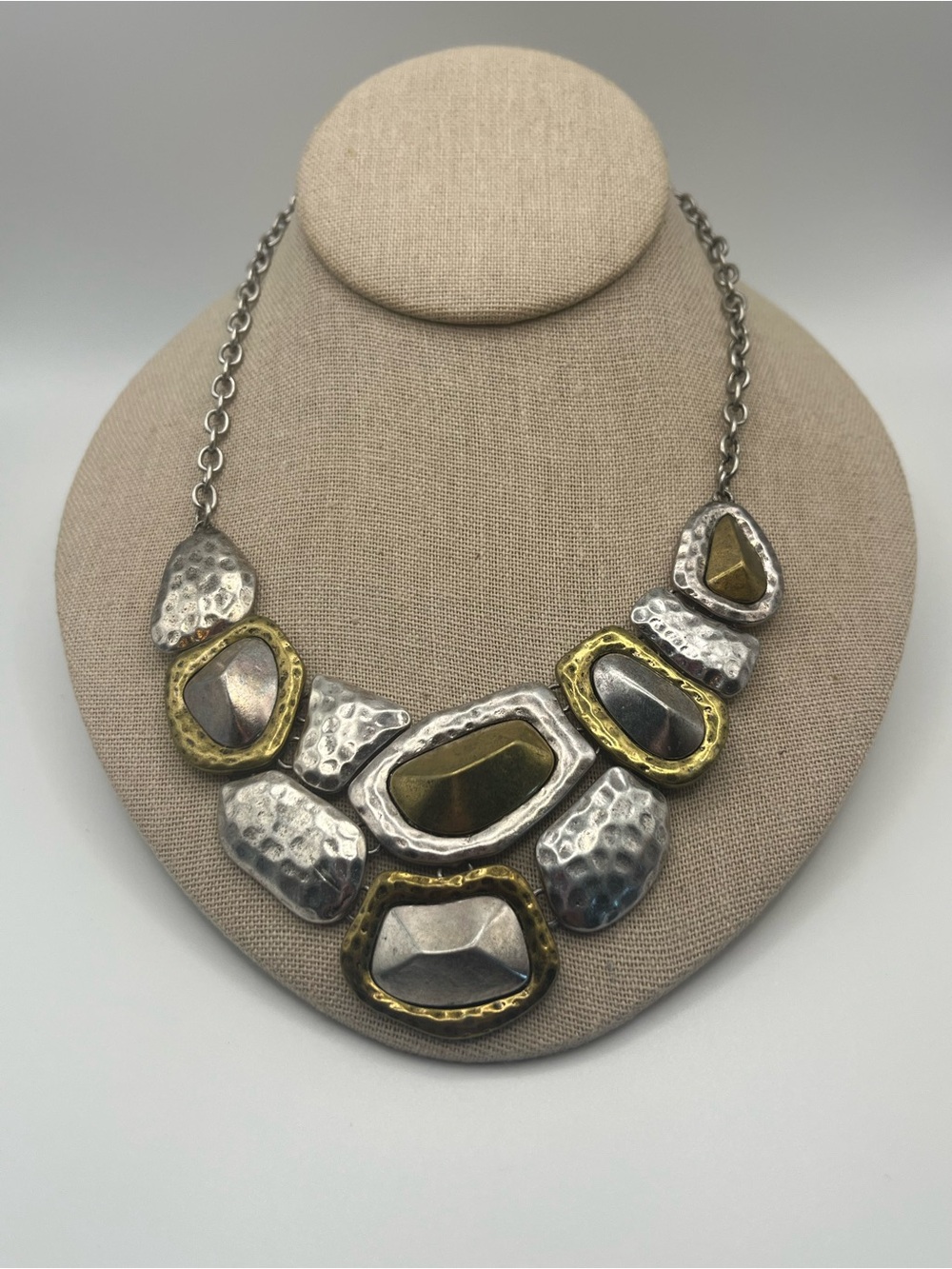 Premier Silver Tone and Brass Tone Statement Necklace